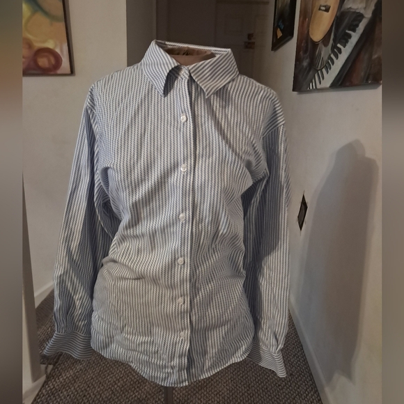 Talbots Tops - Talbots 20WP White Blue Collared Button Down Office Minimalist Business Top